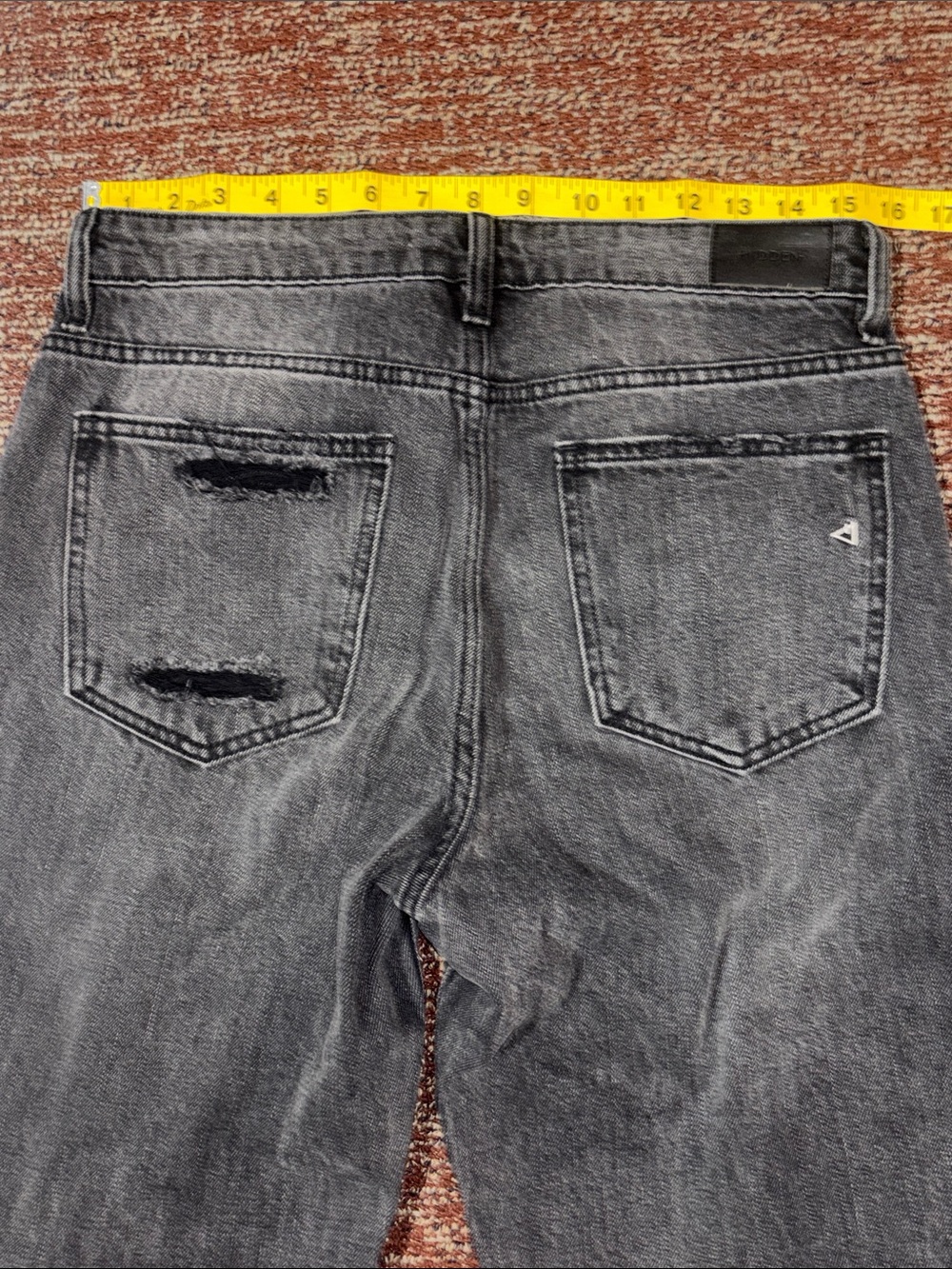 Hidden jeans wide leg crop black distressed denim tapered straight grunge 28 - Picture 13 of 14